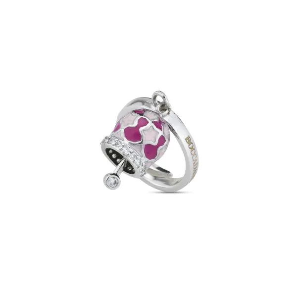 CL/AN04 Anello con campanella portafortuna fucsia e rosa    