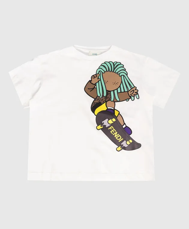 Fendi T-shirt bianca per bambini con stampa JMI3847AJ812
