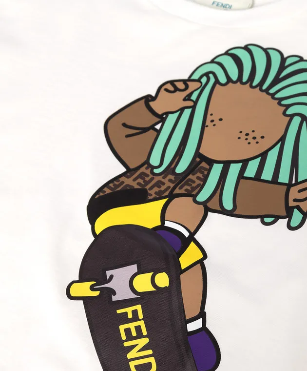 Fendi T-shirt bianca per bambini con stampa JMI3847AJ812