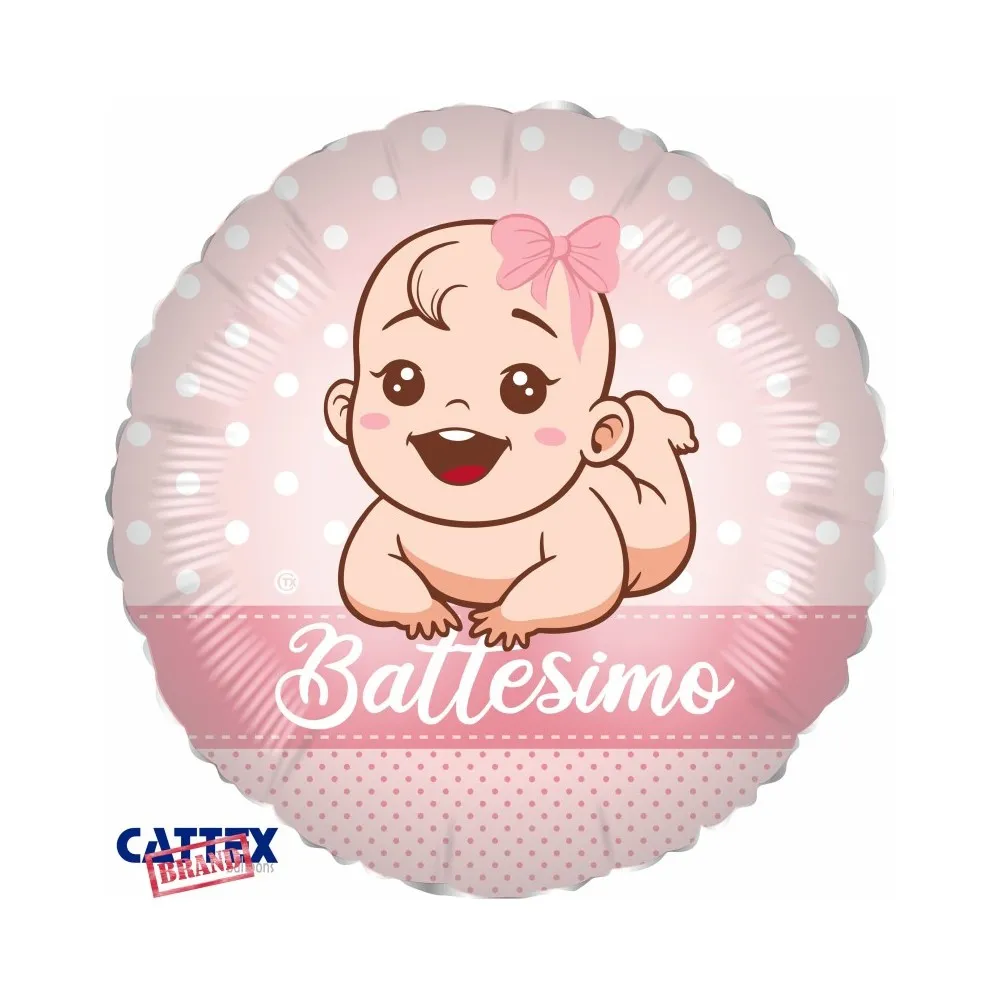 Pallone battesimo bimba Colore: rosa e biancomisura: 35 cm